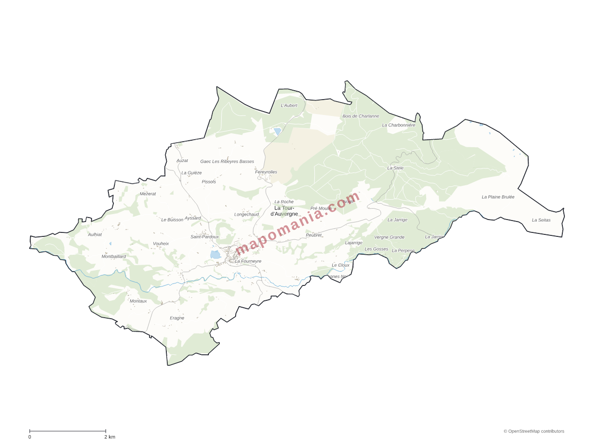 Carte de La Tour-d'Auvergne à personnaliser