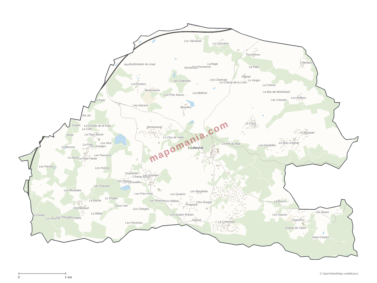 Carte de Loubeyrat à personnaliser