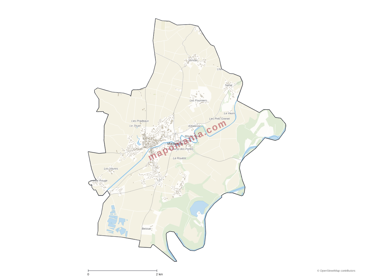 Carte de Maringues à personnaliser