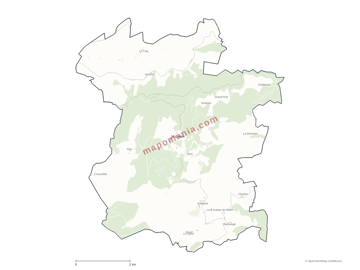 Carte de Mazoires à personnaliser