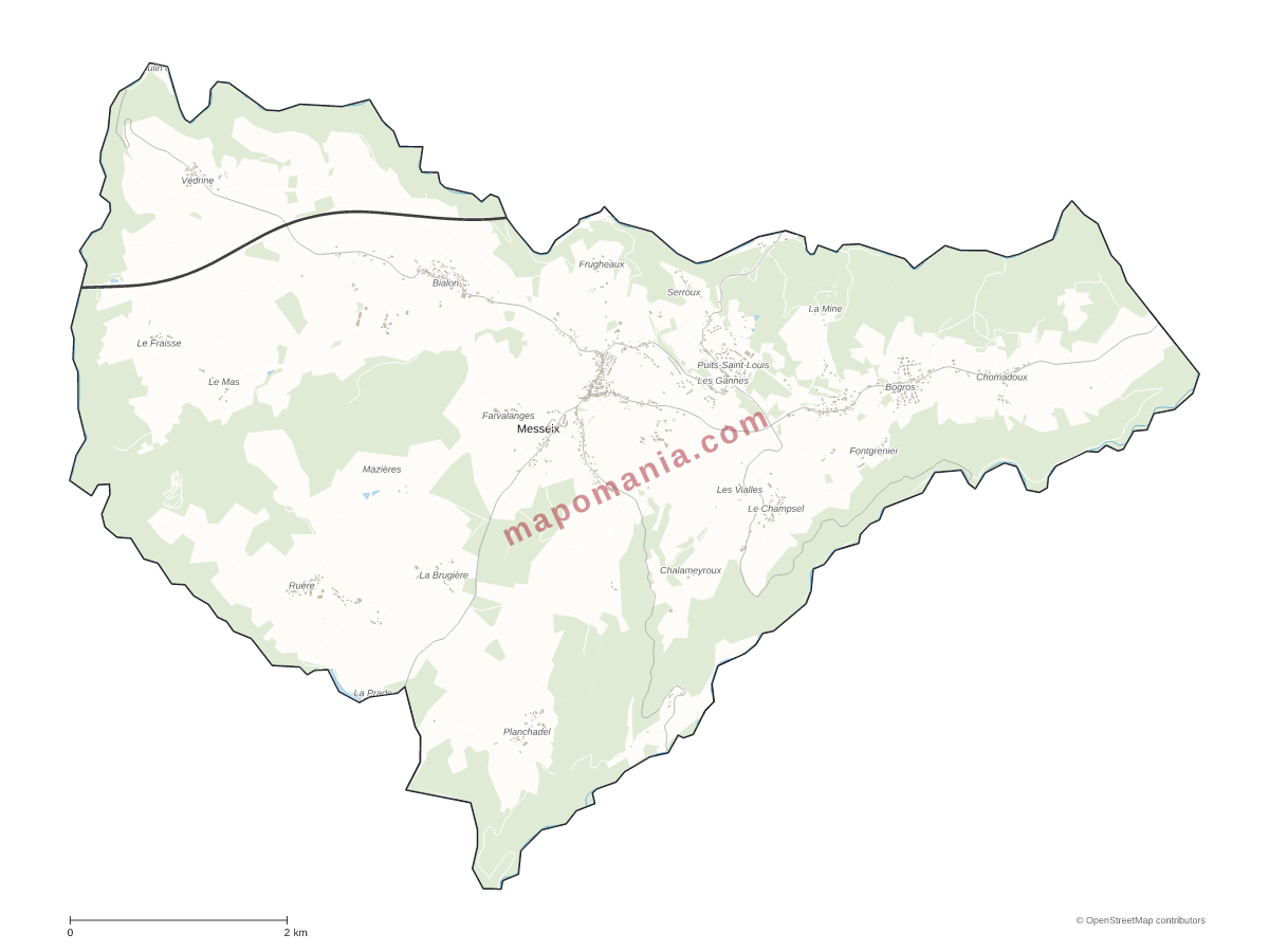 Carte de Messeix à personnaliser