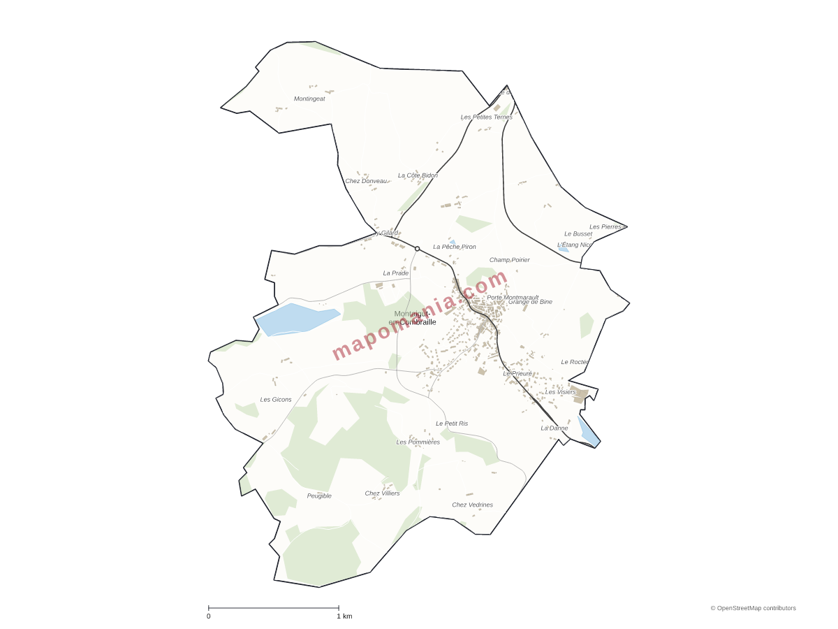 Carte de Montaigut-en-Combraille à personnaliser