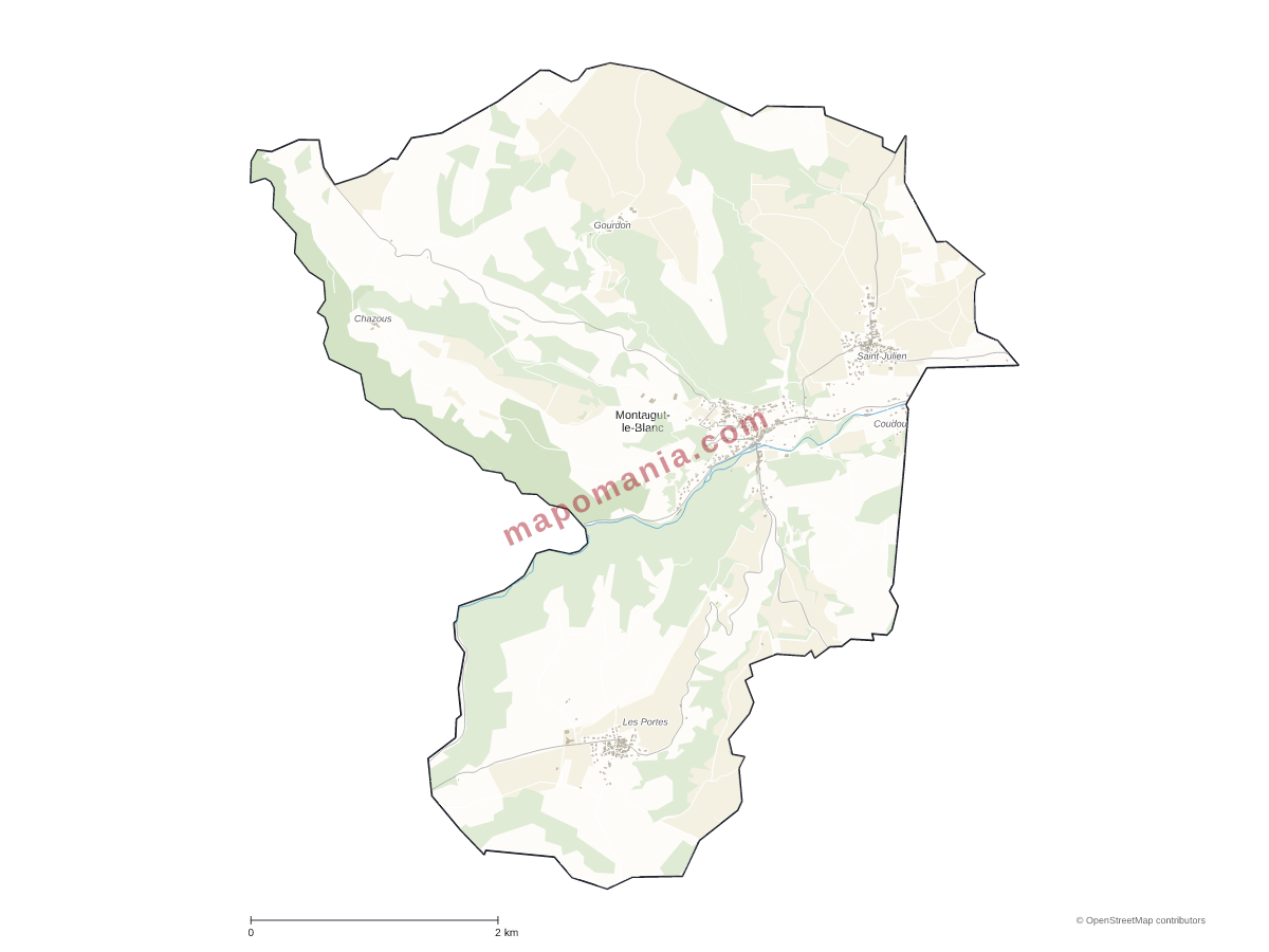 Carte de Montaigut-le-Blanc à personnaliser