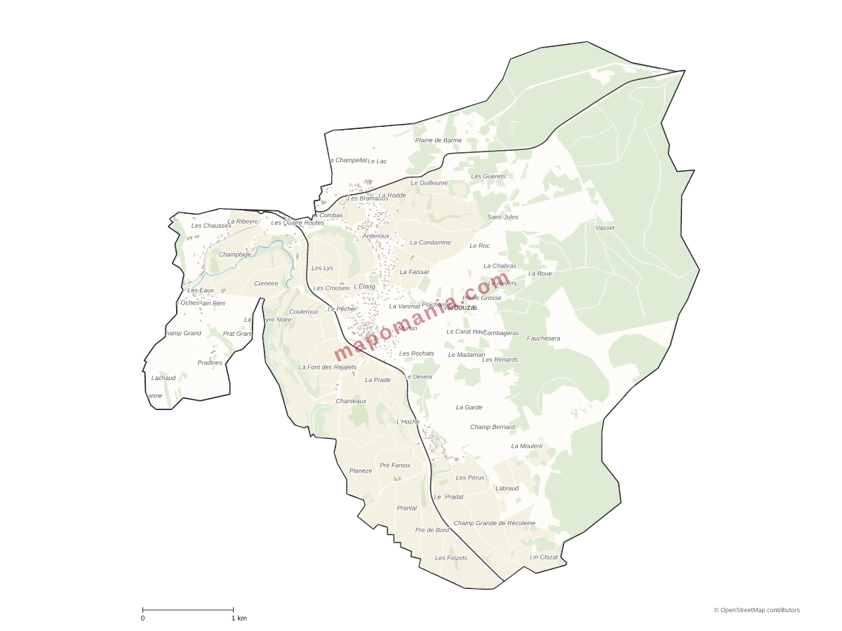 Carte de Nébouzat à personnaliser