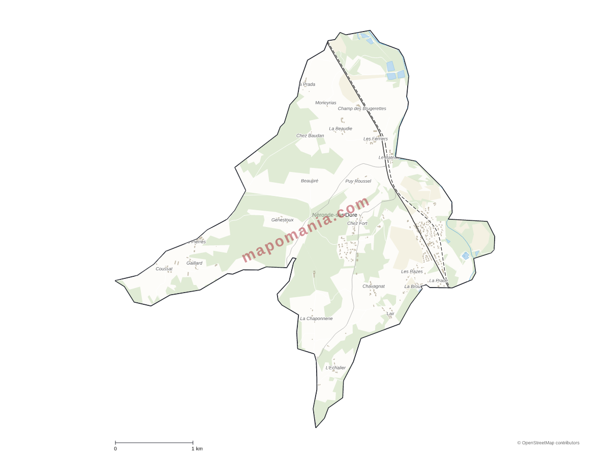 Carte de Néronde-sur-Dore à personnaliser