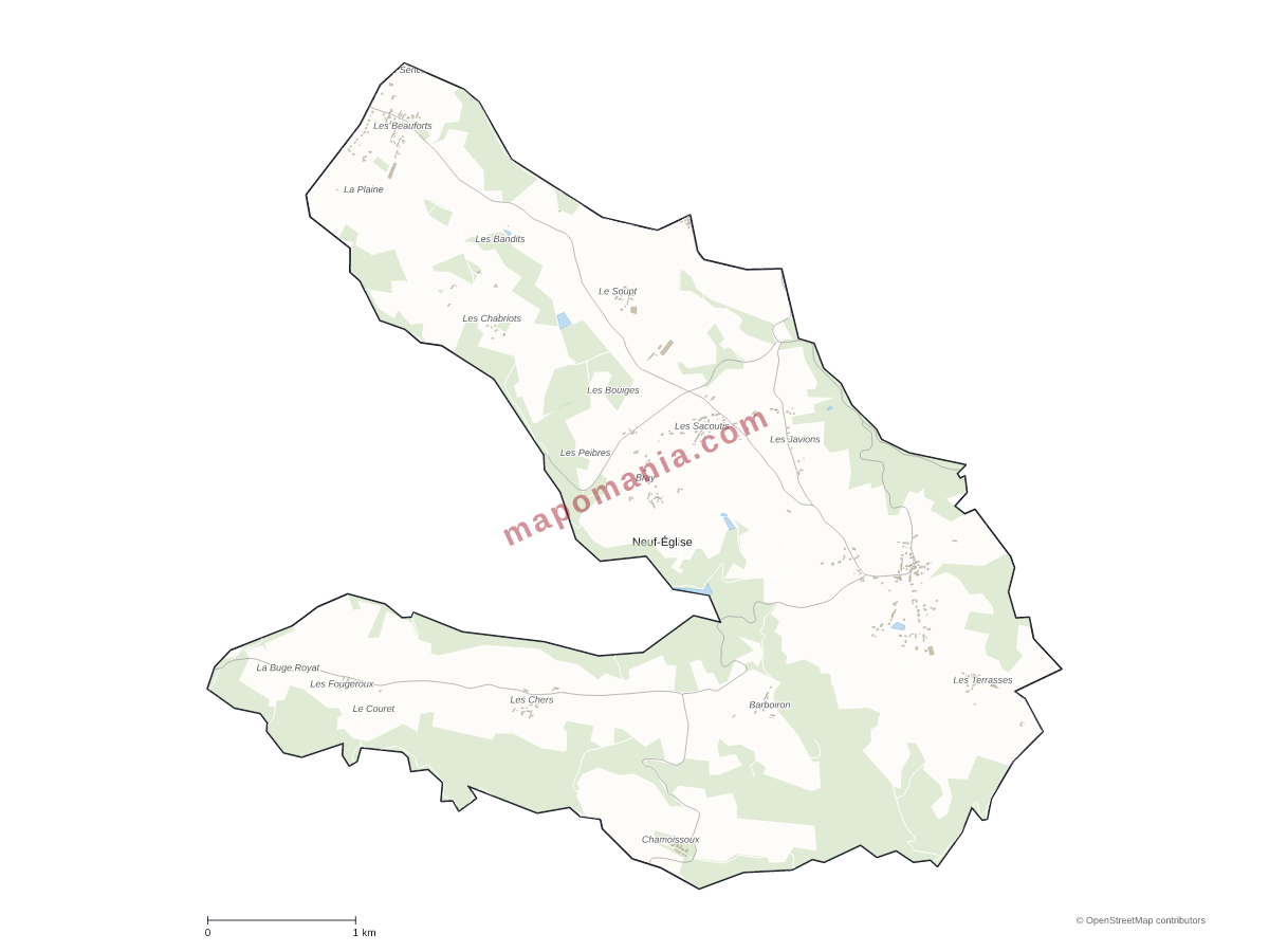 Carte de Neuf-Église à personnaliser