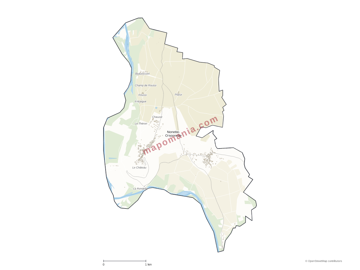 Carte de Nonette-Orsonnette à personnaliser