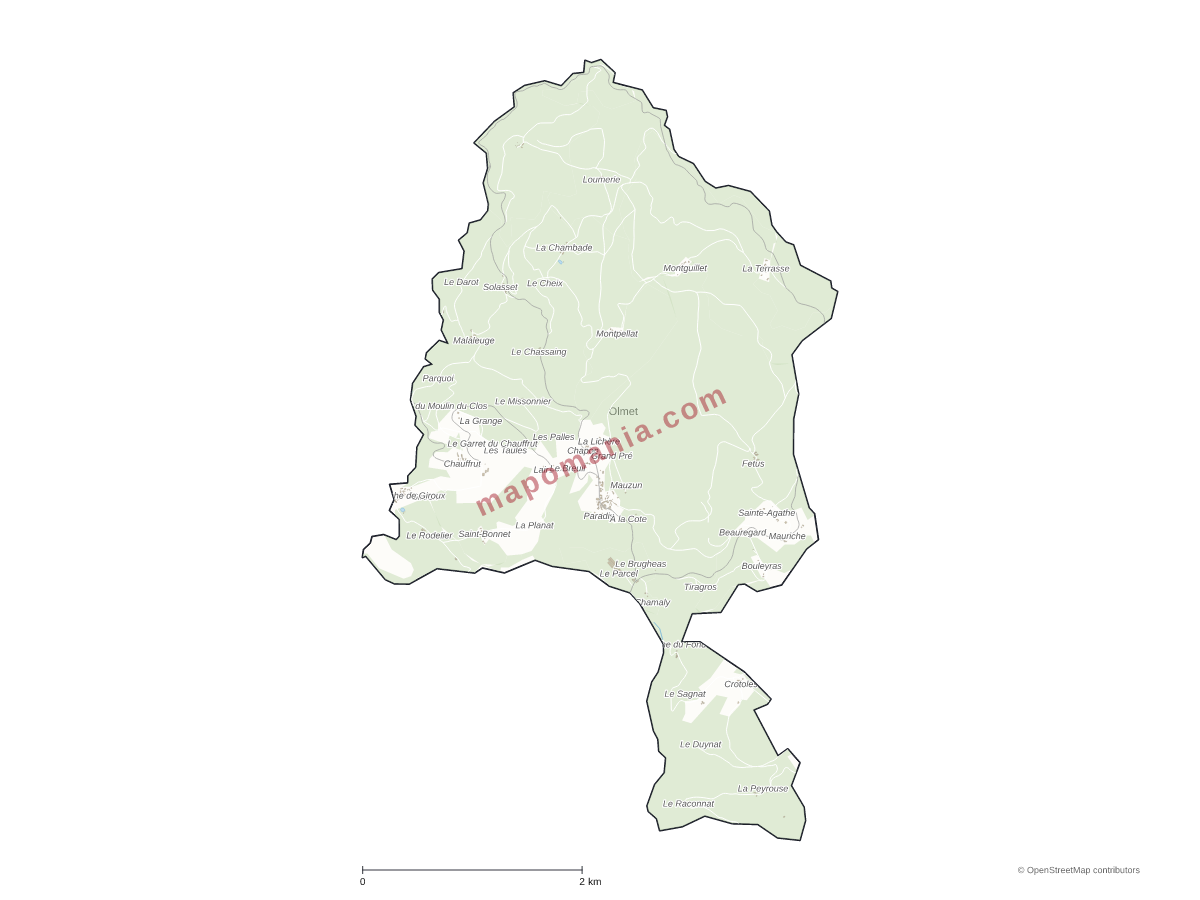 Carte de Olmet à personnaliser