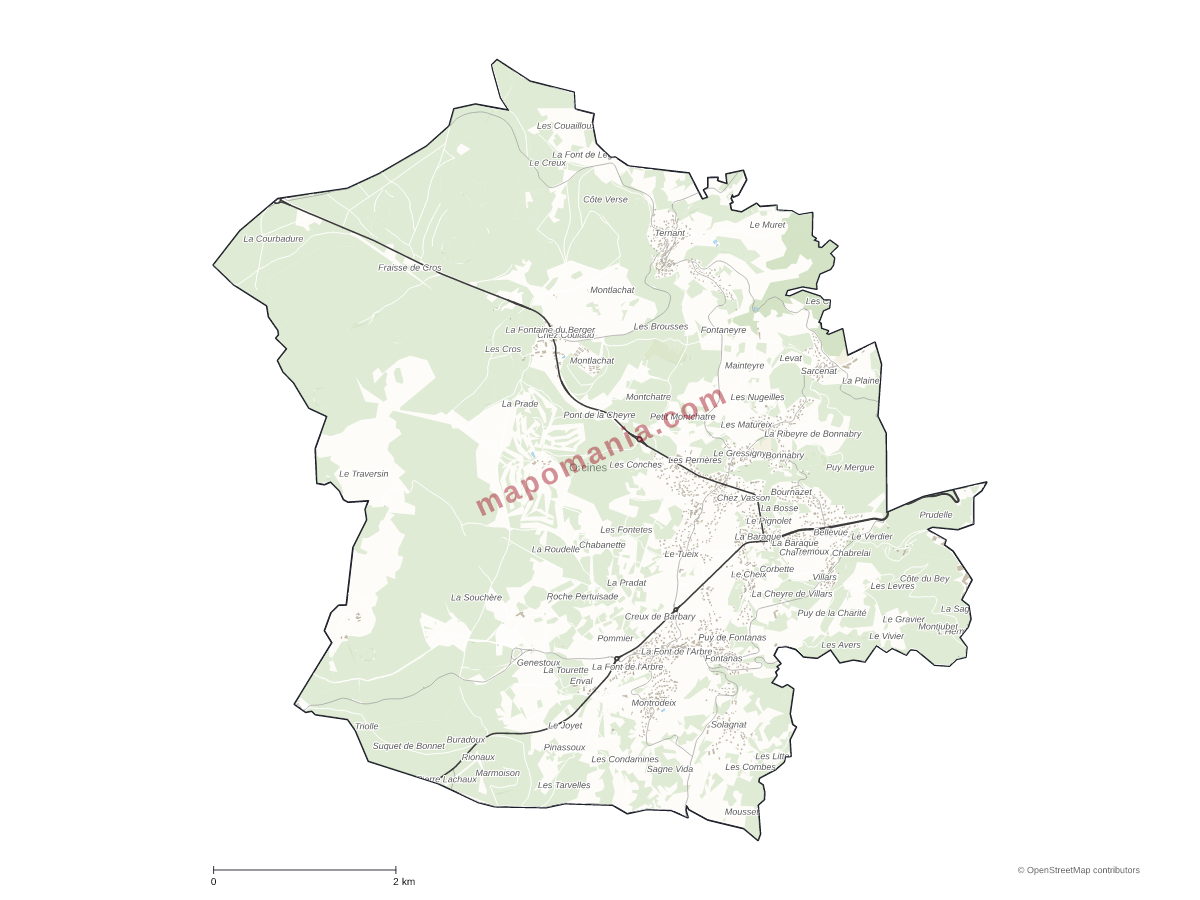 Carte de Orcines à personnaliser