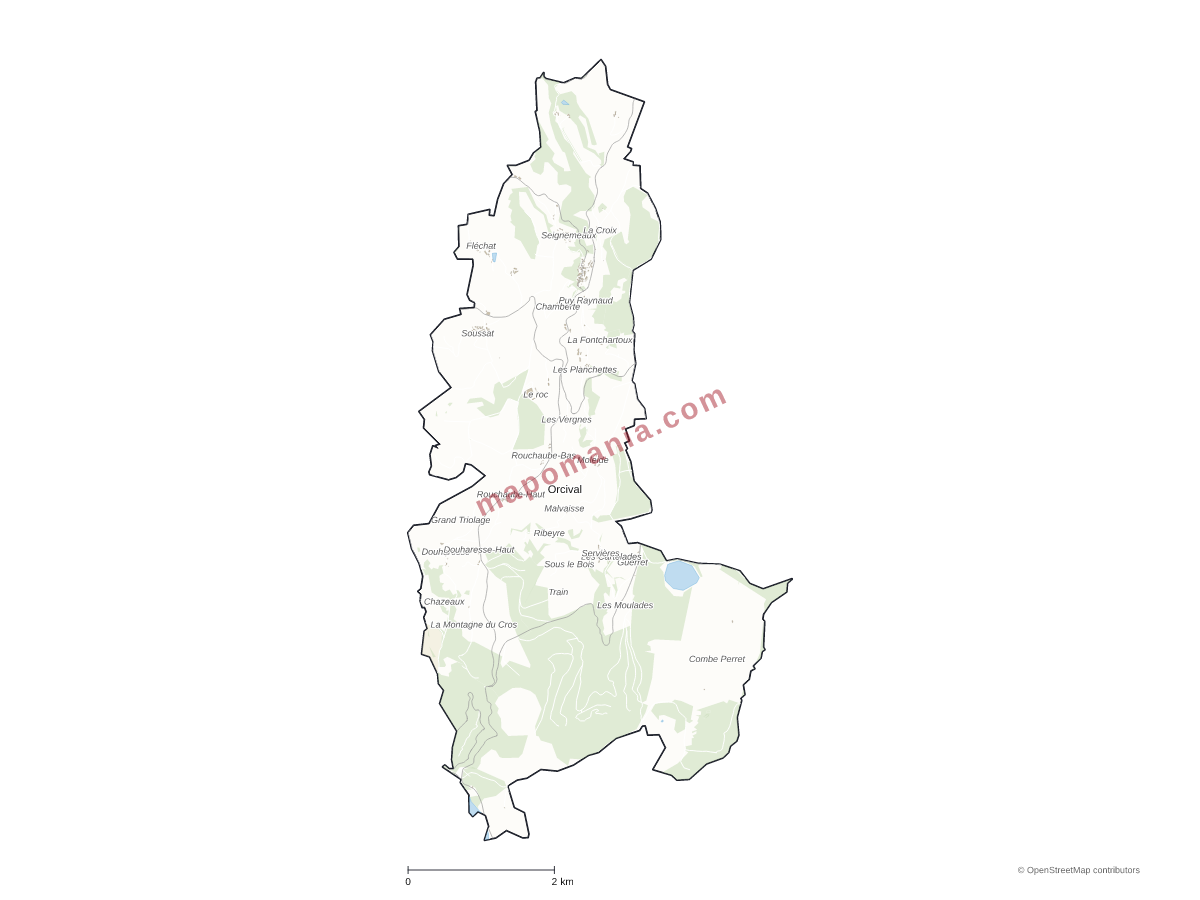 Carte de Orcival à personnaliser