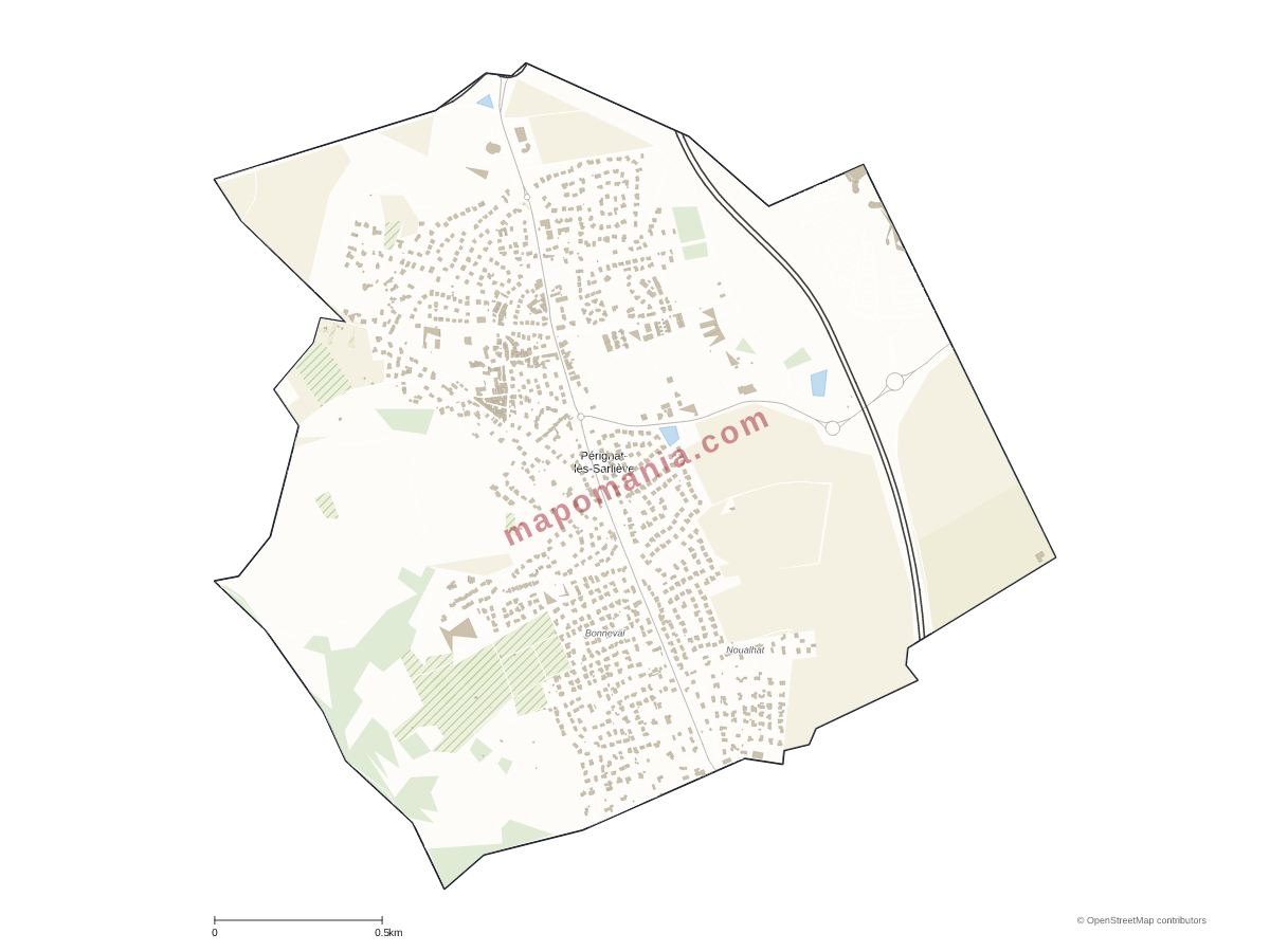Carte de Pérignat-lès-Sarliève à personnaliser