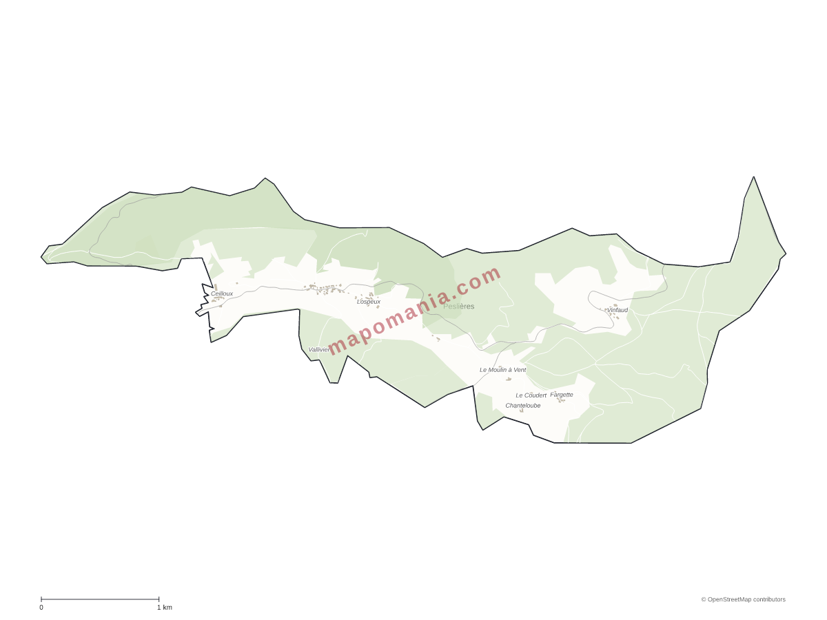 Carte de Peslières à personnaliser