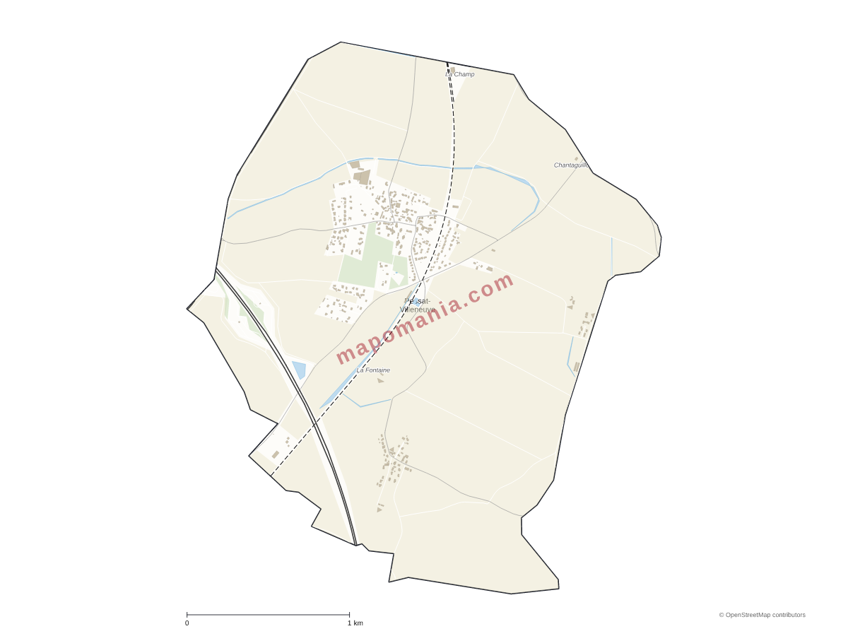 Carte de Pessat-Villeneuve à personnaliser