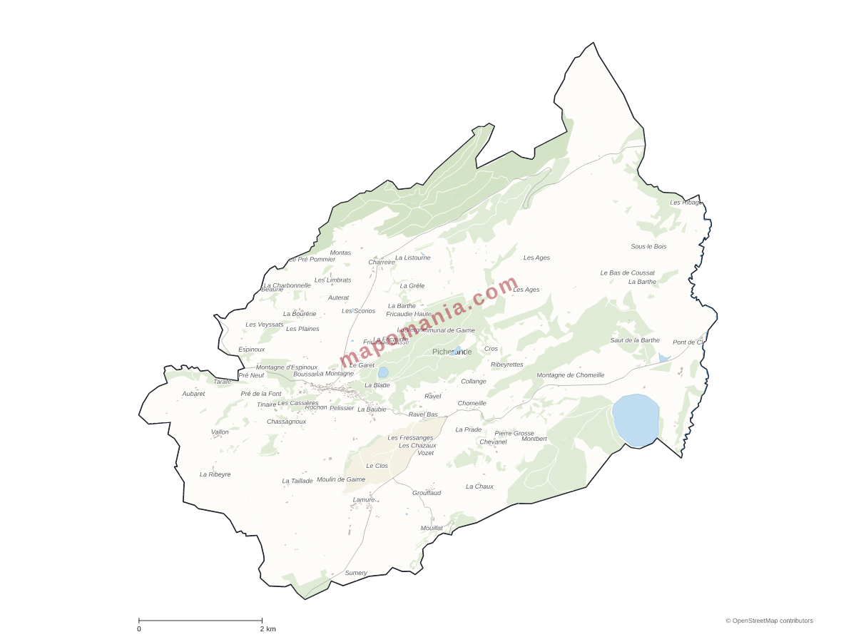 Carte de Picherande à personnaliser
