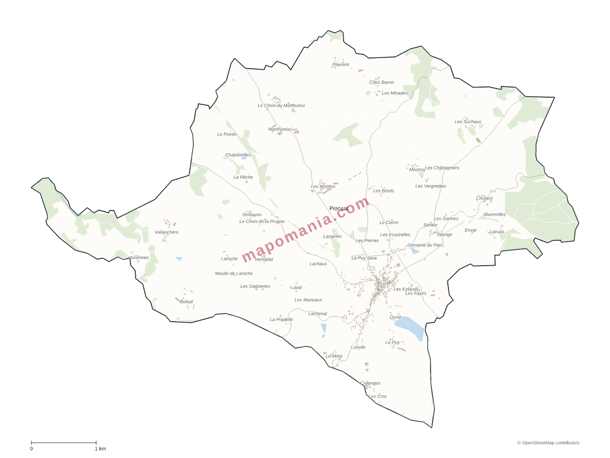 Carte de Pionsat à personnaliser