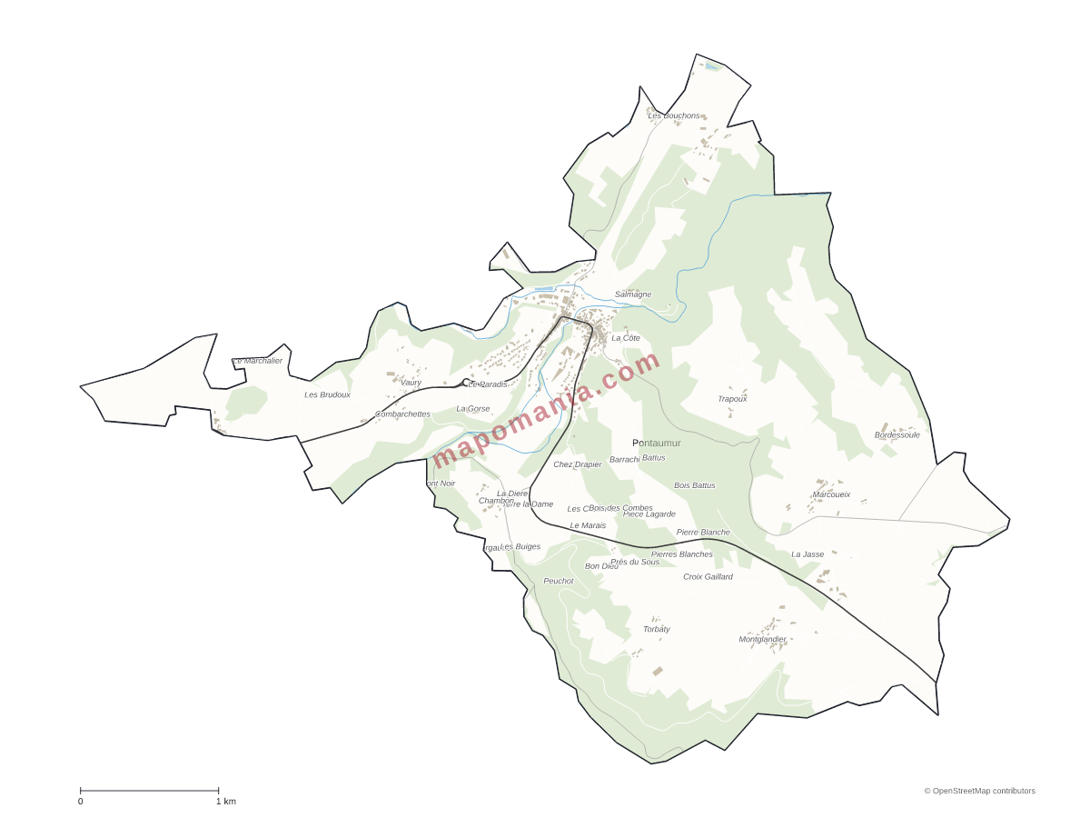 Carte de Pontaumur à personnaliser