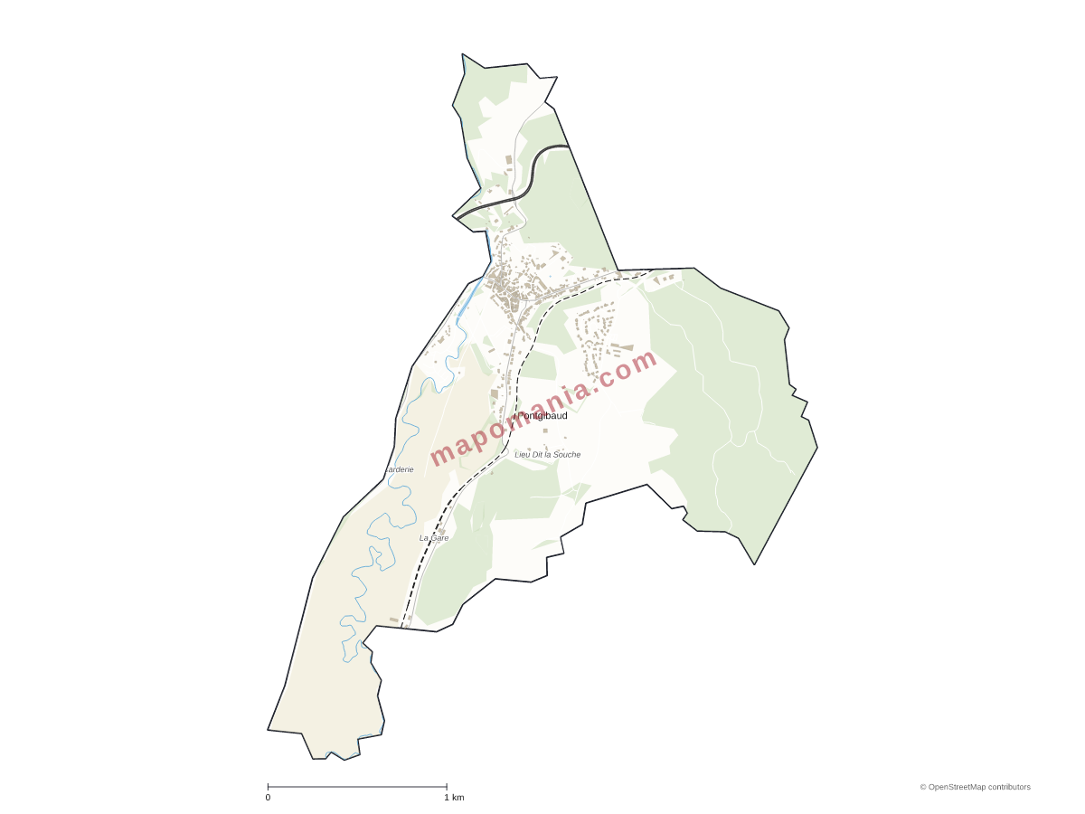 Carte de Pontgibaud à personnaliser