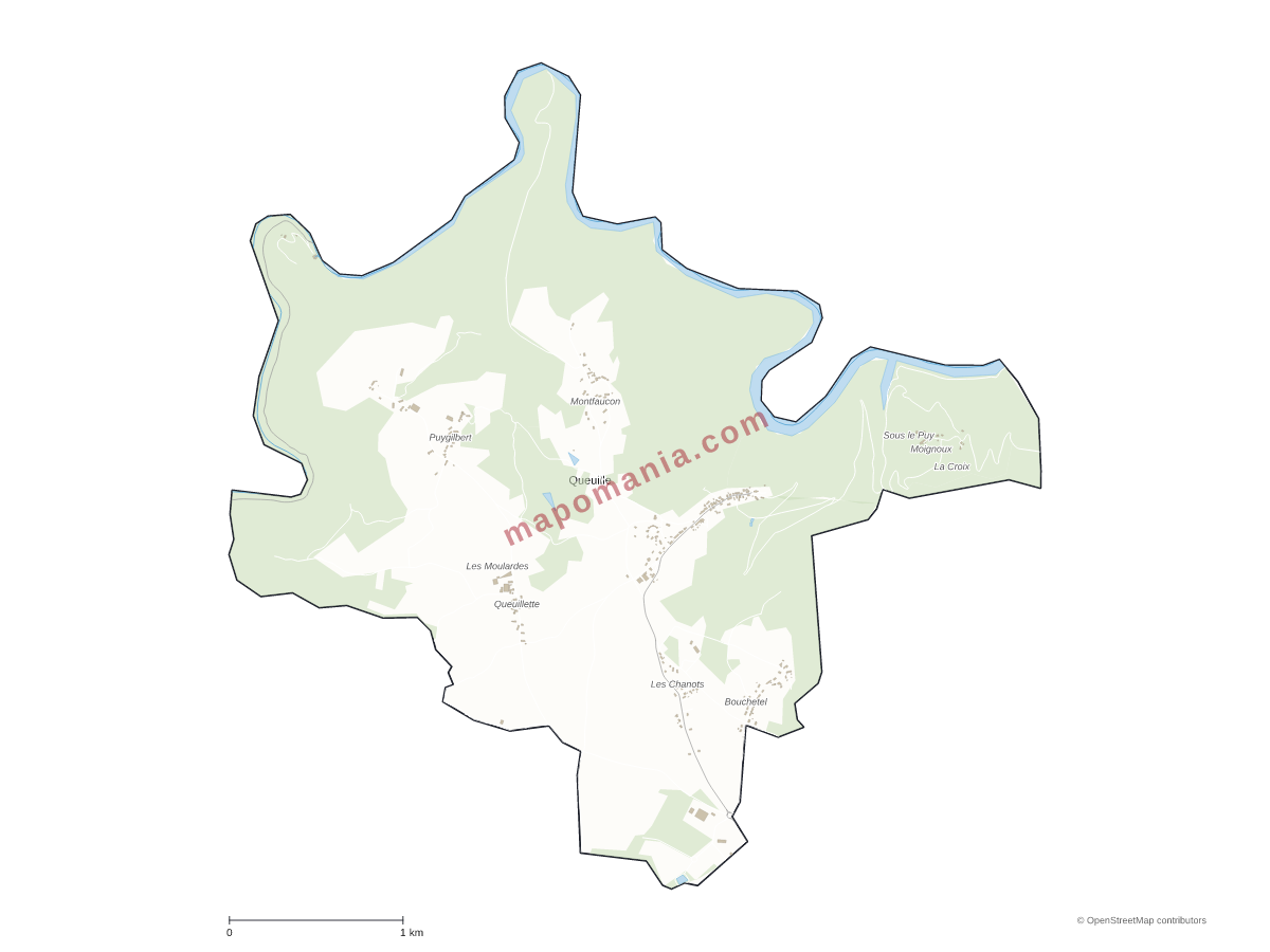 Carte de Queuille à personnaliser