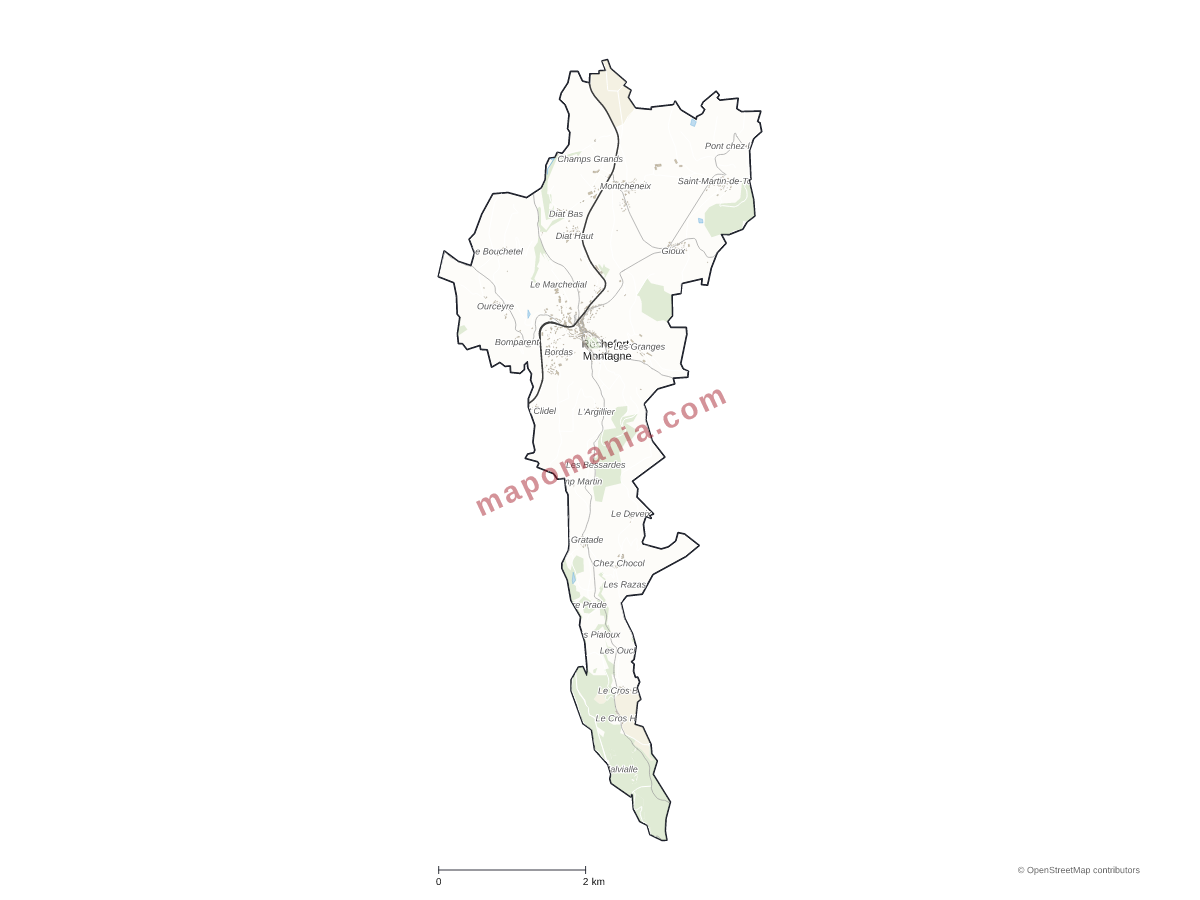 Carte de Rochefort-Montagne à personnaliser