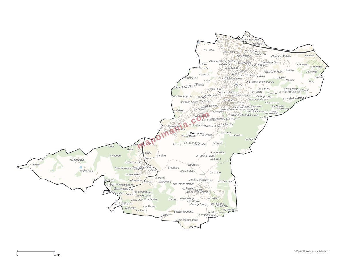 Carte de Romagnat à personnaliser