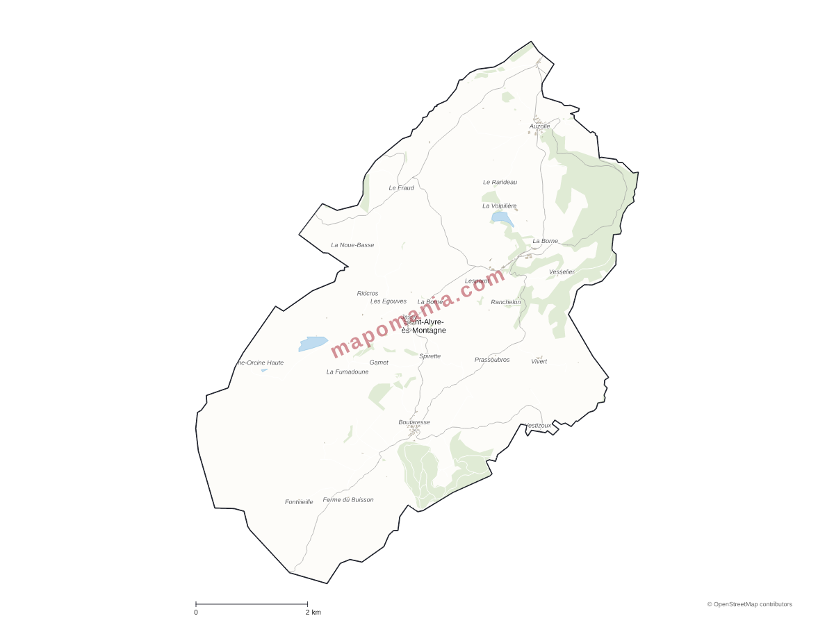 Carte de Saint-Alyre-ès-Montagne à personnaliser
