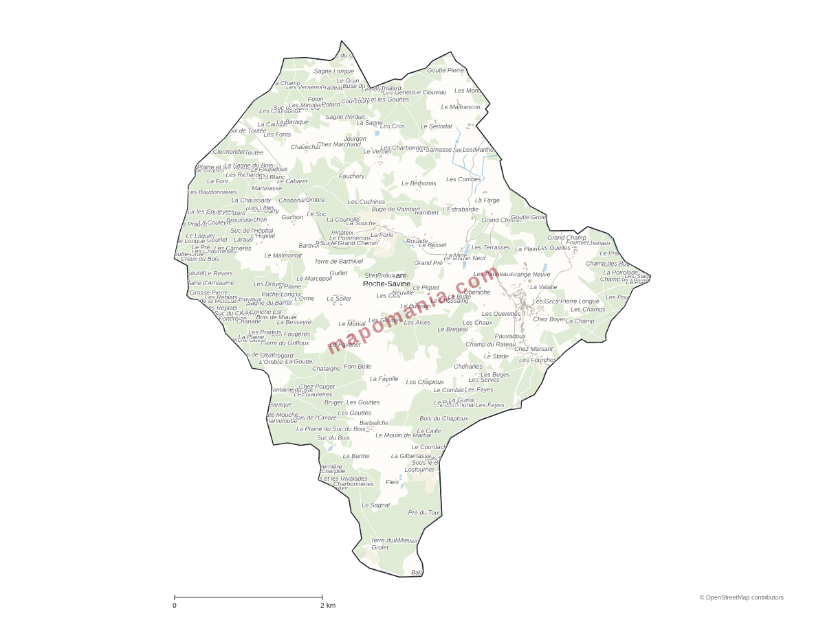 Carte de Saint-Amant-Roche-Savine à personnaliser
