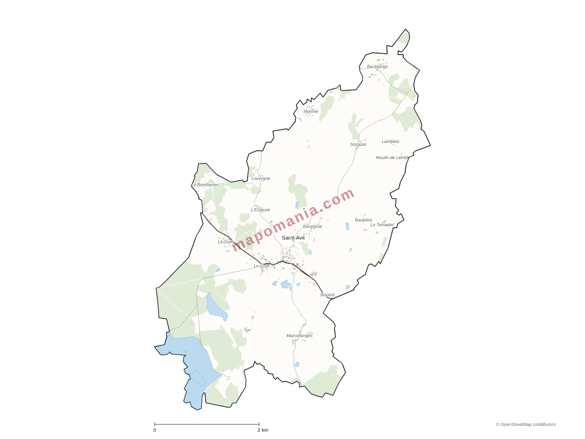 Carte de Saint-Avit-d'Auvergne à personnaliser
