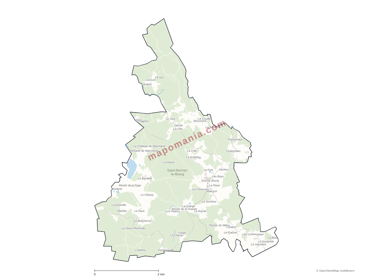 Carte de Saint-Bonnet-le-Bourg à personnaliser
