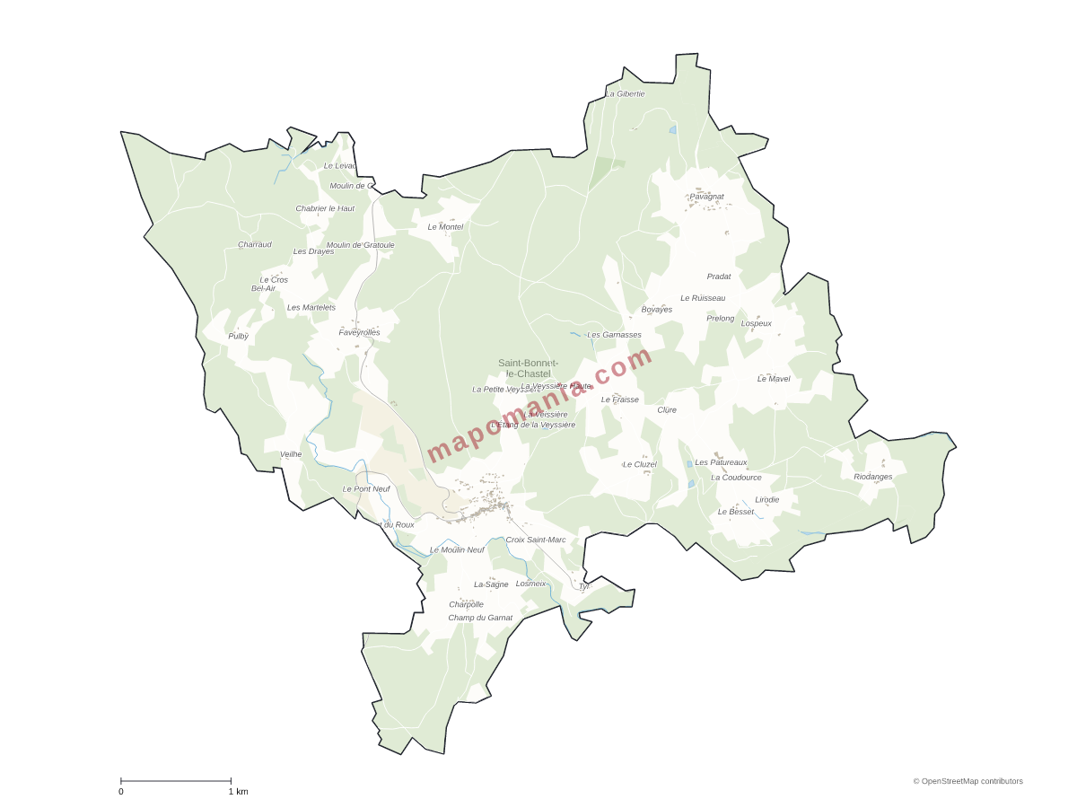 Carte de Saint-Bonnet-le-Chastel à personnaliser