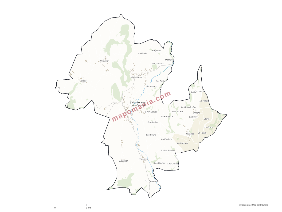 Carte de Saint-Bonnet-près-Orcival à personnaliser