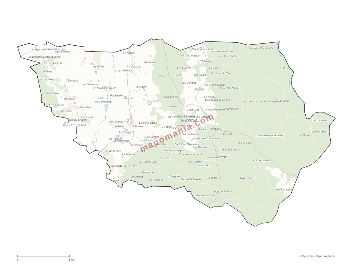 Carte de Saint-Clément-de-Valorgue à personnaliser