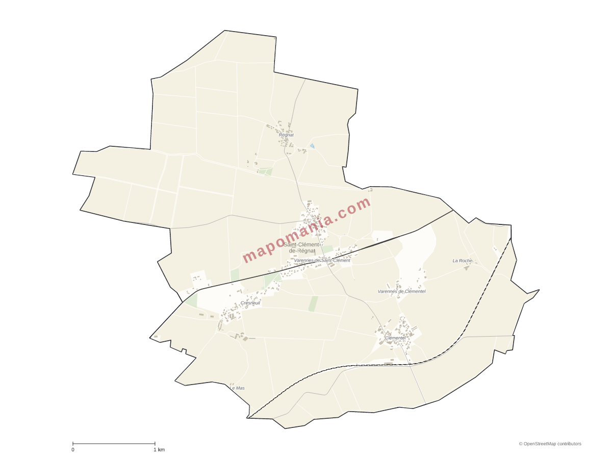 Carte de Saint-Clément-de-Régnat à personnaliser