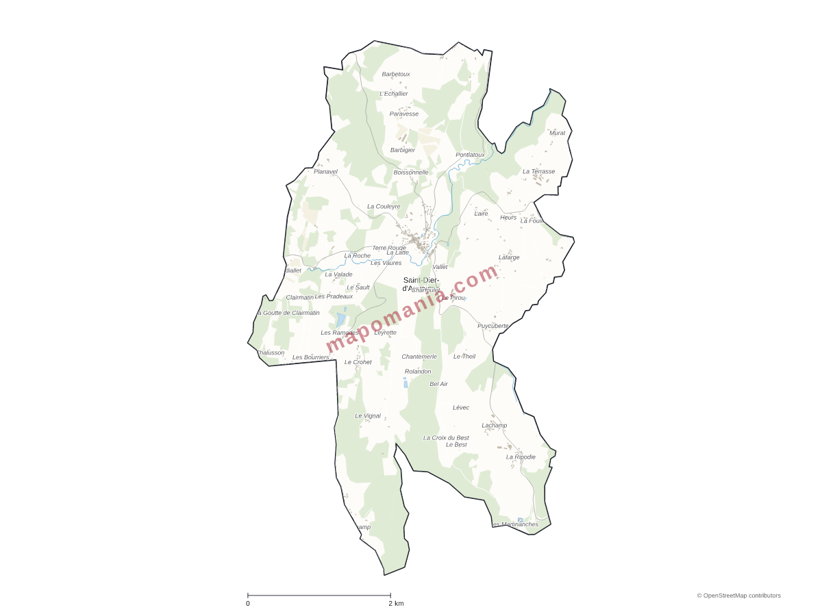 Carte de Saint-Dier-d'Auvergne à personnaliser