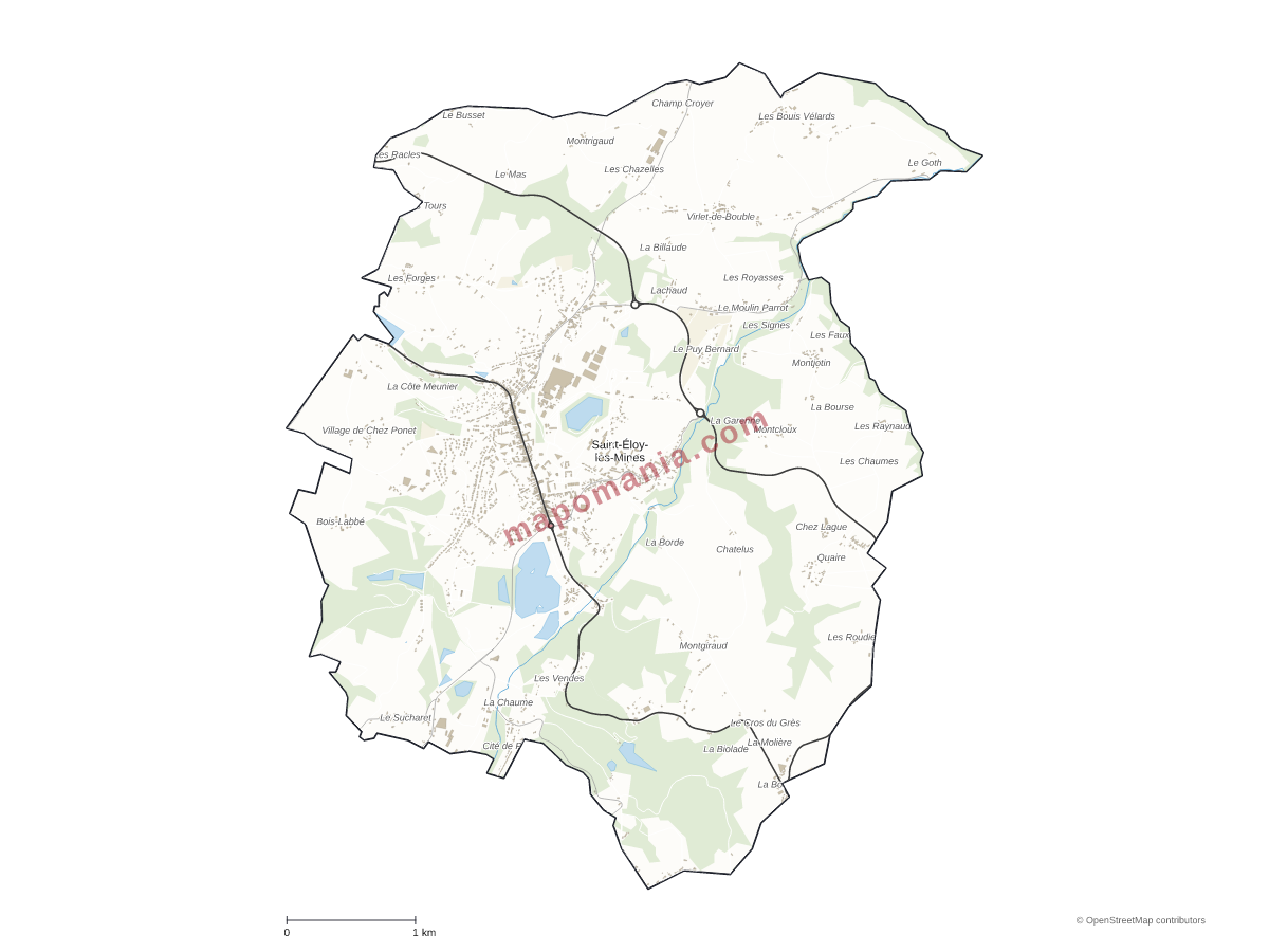 Carte de Saint-Éloy-les-Mines à personnaliser