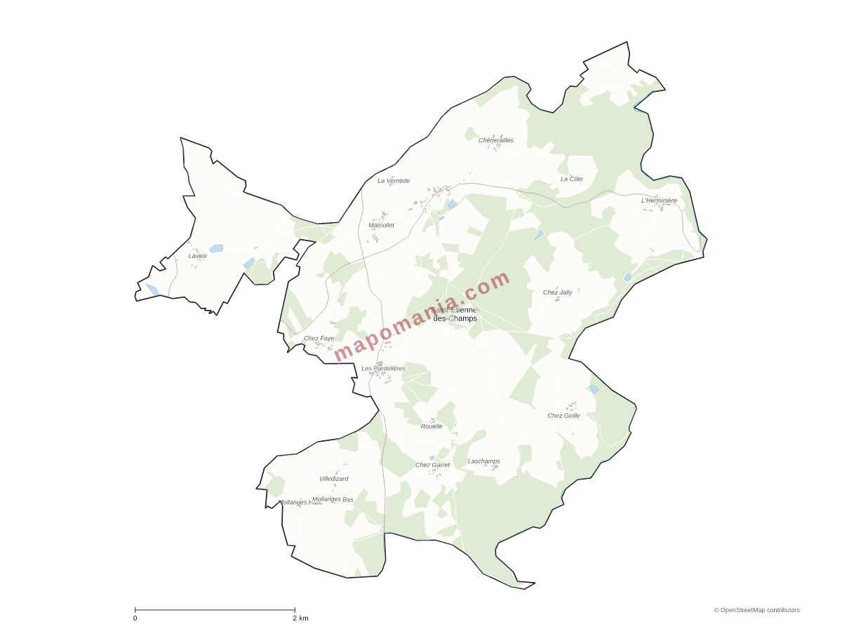 Carte de Saint-Étienne-des-Champs à personnaliser