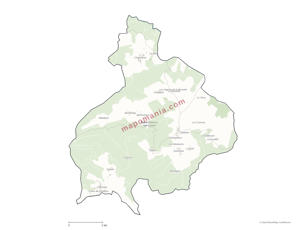 Carte de Saint-Étienne-sur-Usson à personnaliser