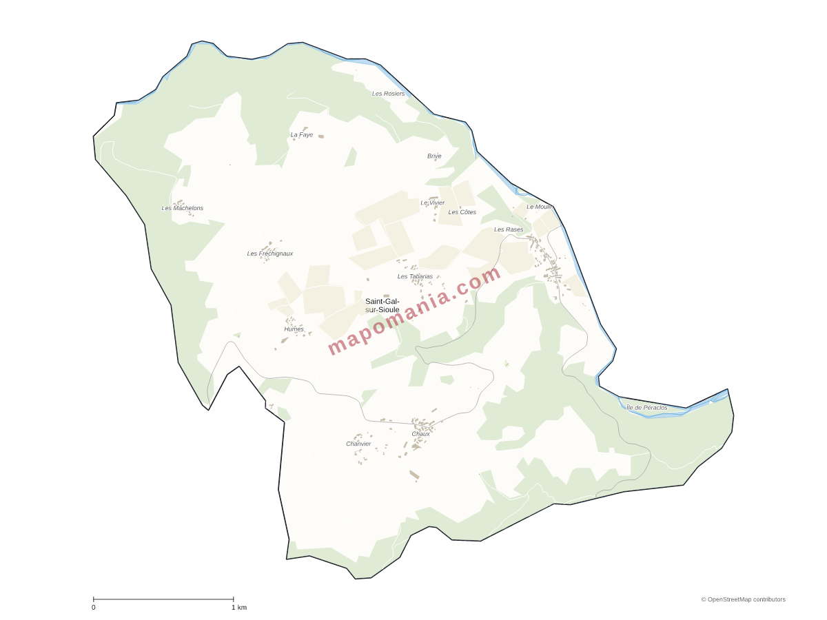Carte de Saint-Gal-sur-Sioule à personnaliser