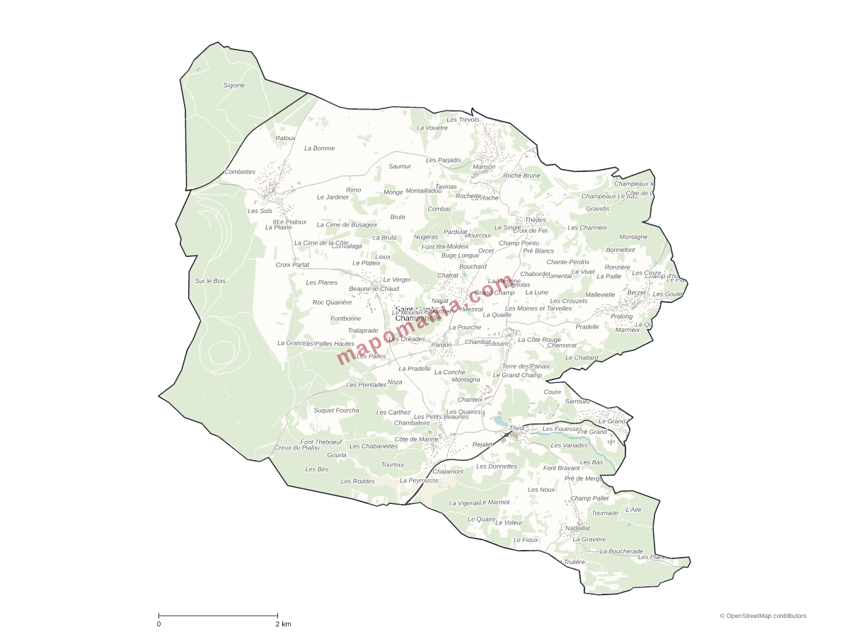 Carte de Saint-Genès-Champanelle à personnaliser