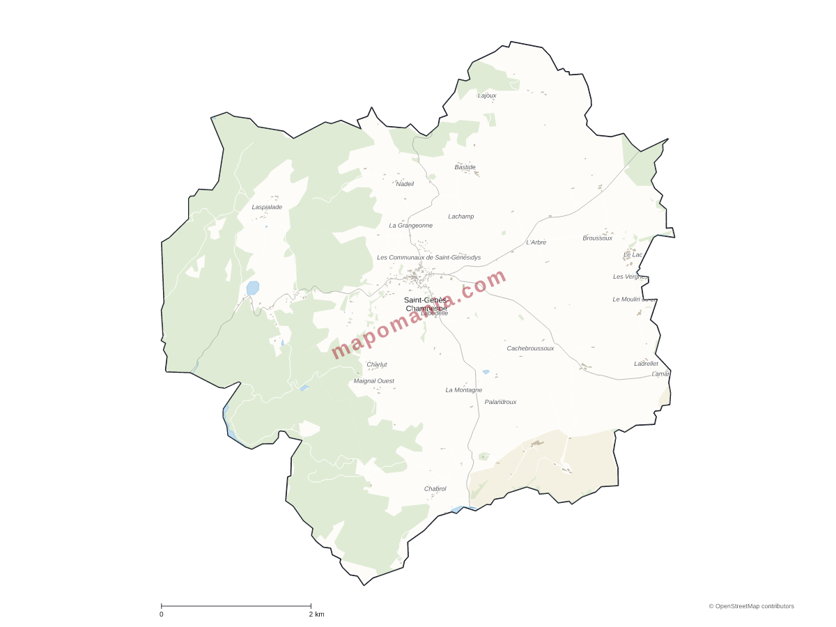 Carte de Saint-Genès-Champespe à personnaliser