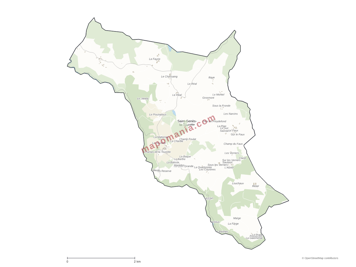 Carte de Saint-Genès-la-Tourette à personnaliser