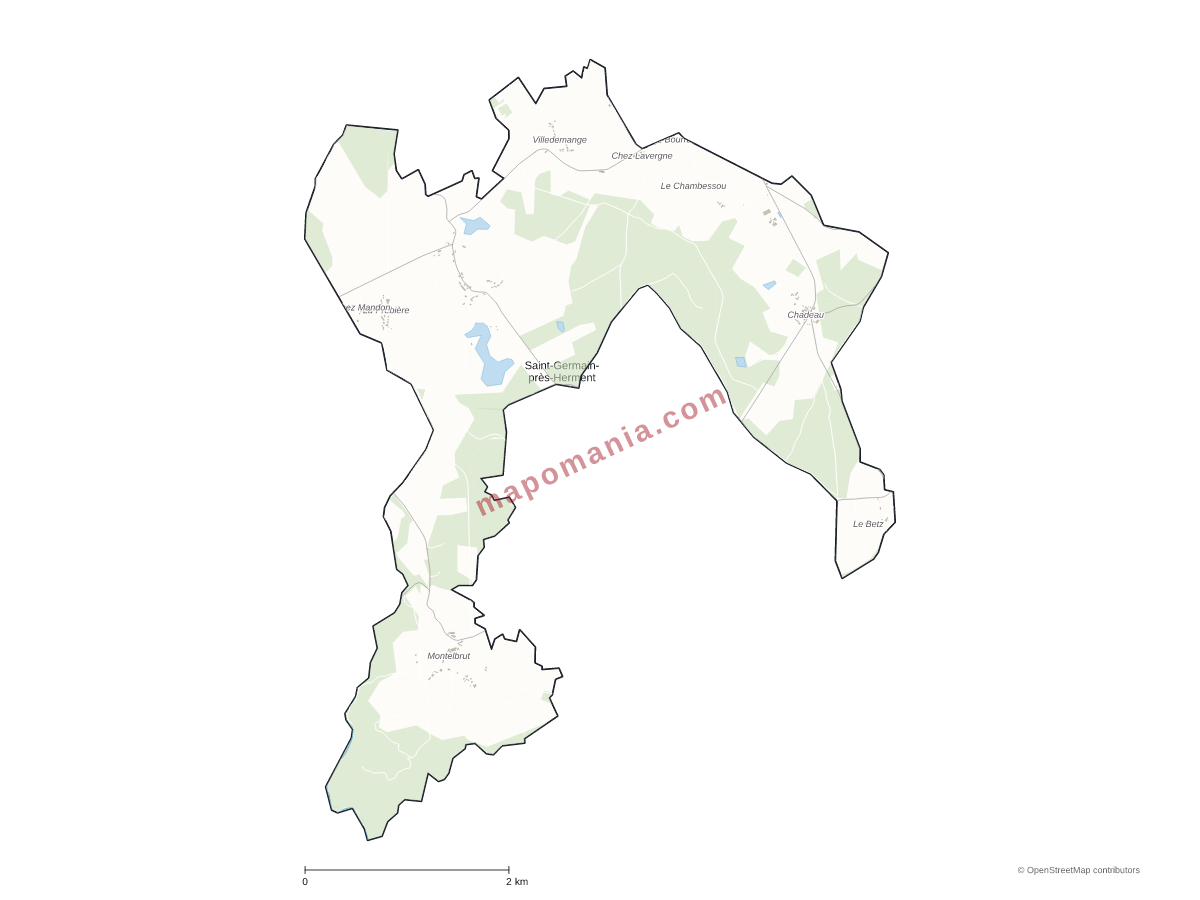 Carte de Saint-Germain-près-Herment à personnaliser