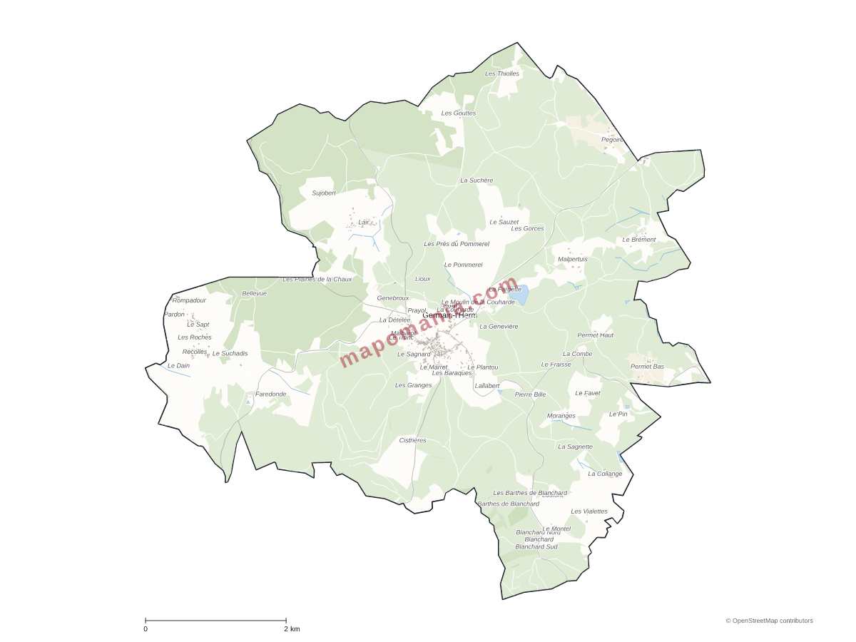 Carte de Saint-Germain-l'Herm à personnaliser