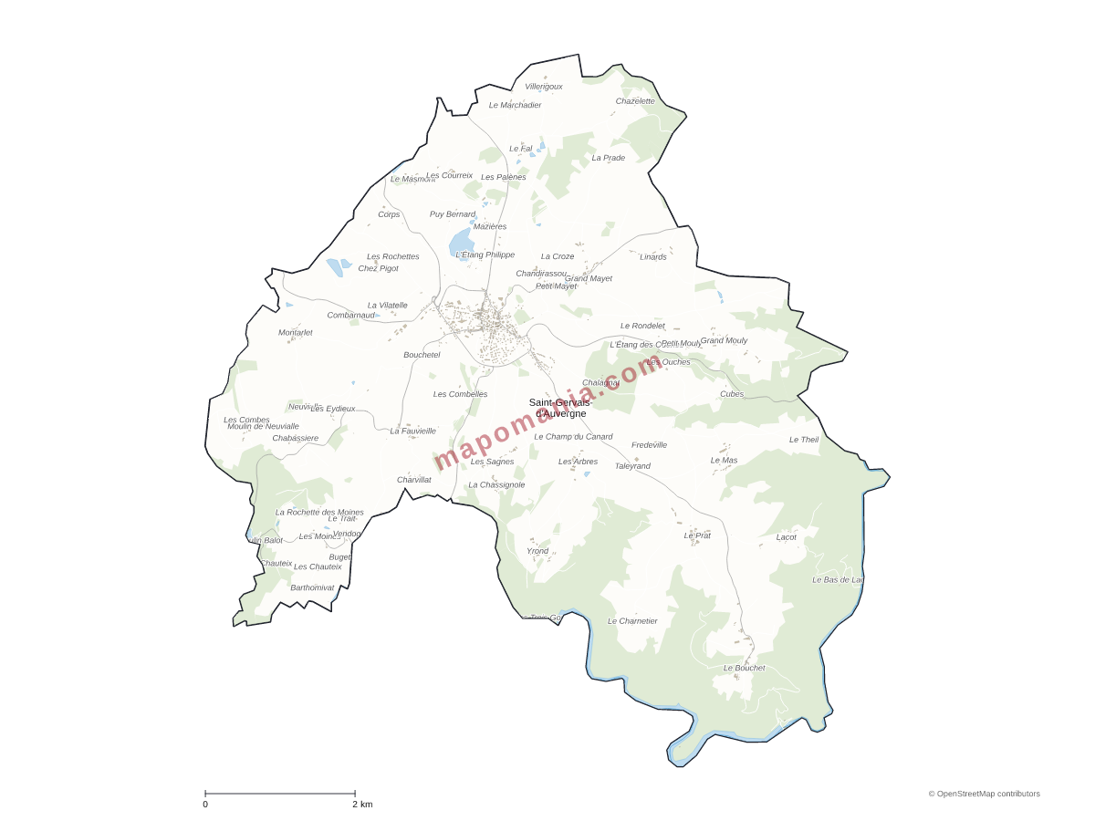 Carte de Saint-Gervais-d'Auvergne à personnaliser