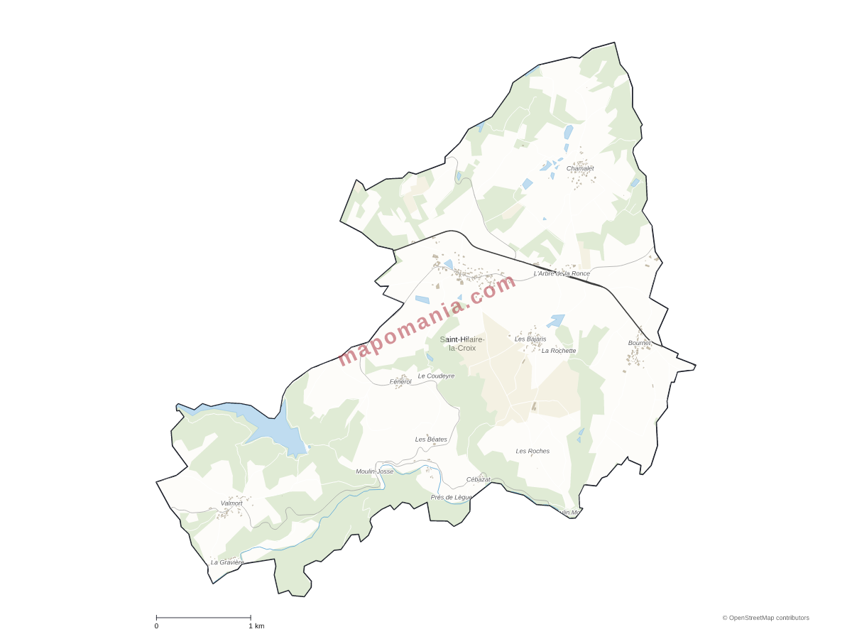 Carte de Saint-Hilaire-la-Croix à personnaliser