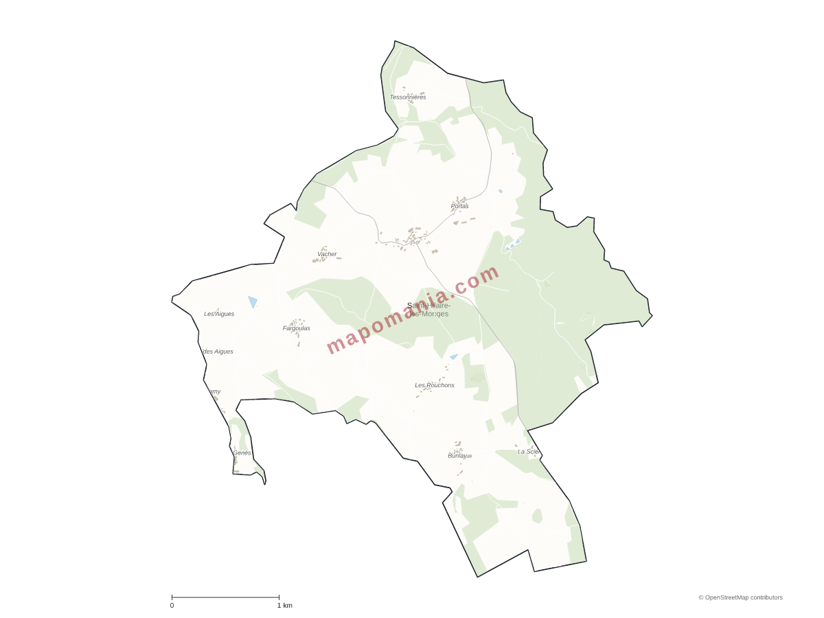 Carte de Saint-Hilaire-les-Monges à personnaliser