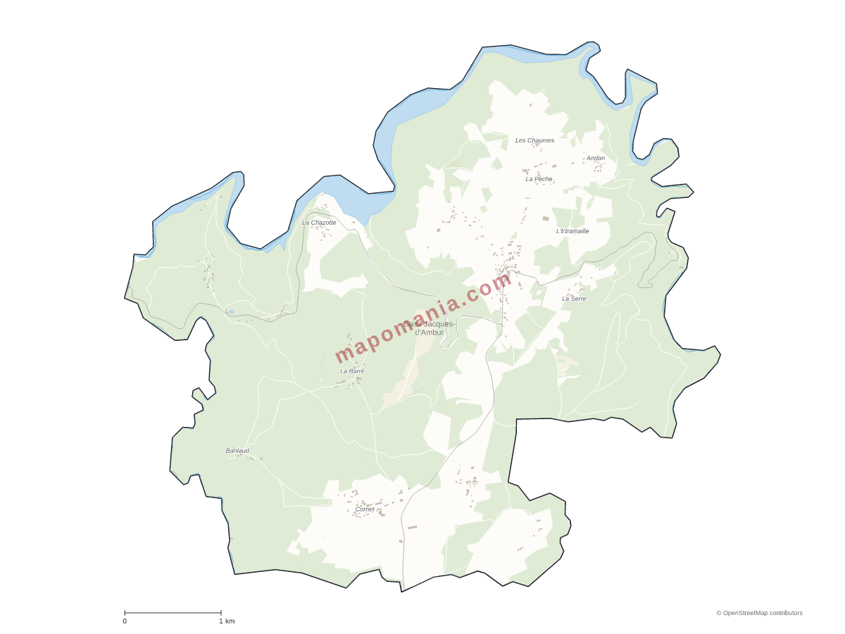 Carte de Saint-Jacques-d'Ambur à personnaliser