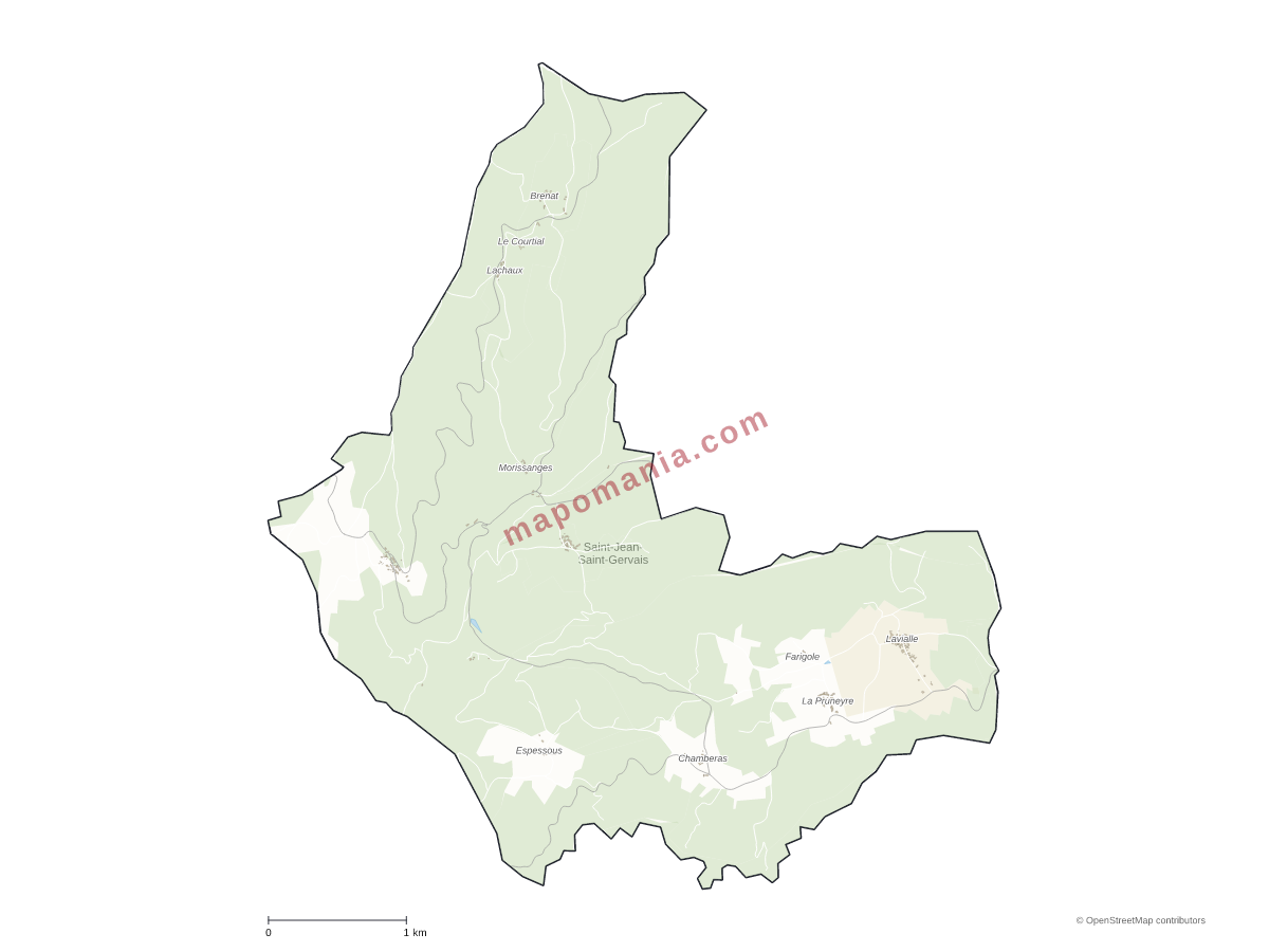 Carte de Saint-Jean-Saint-Gervais à personnaliser