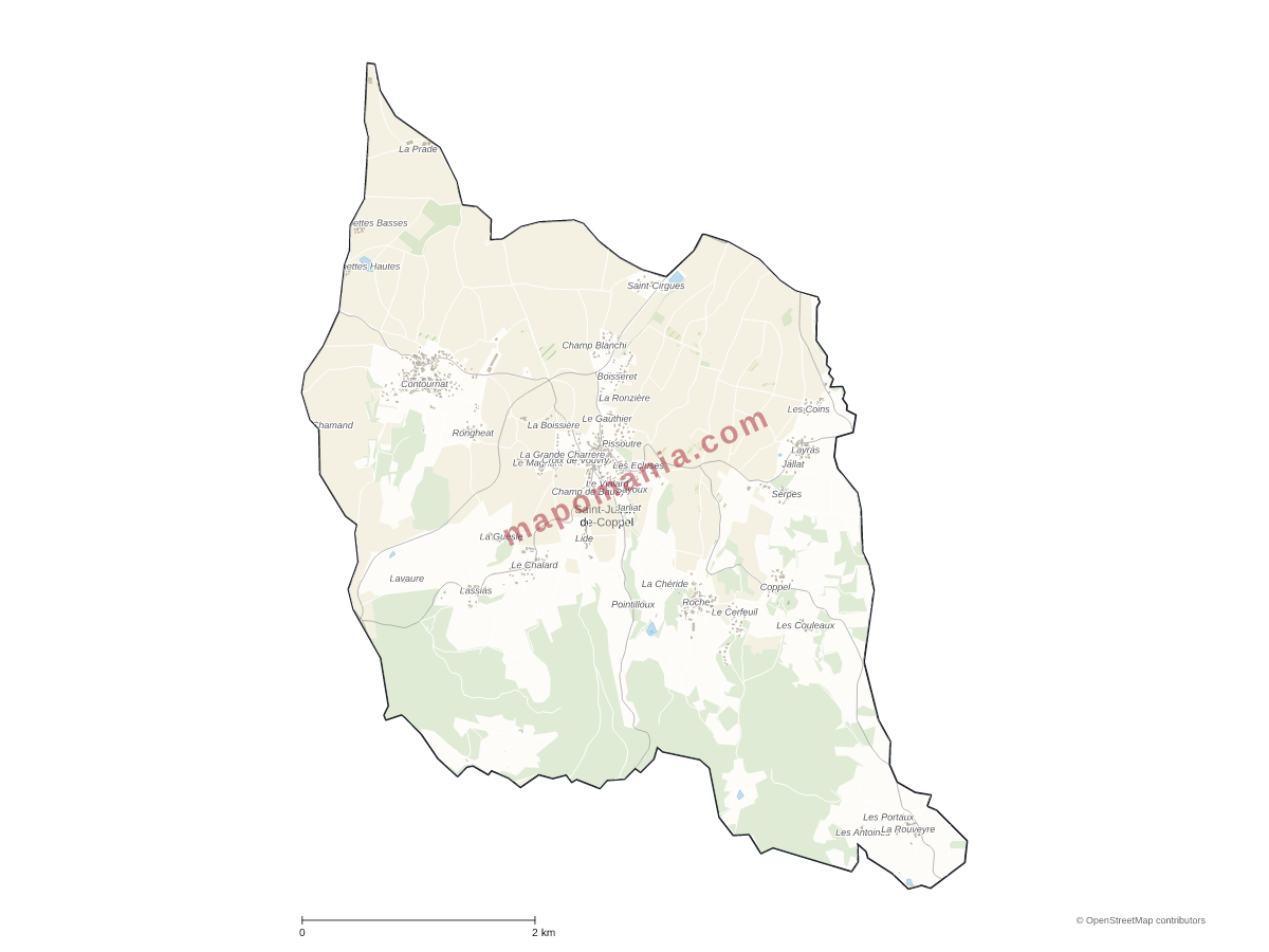 Carte de Saint-Julien-de-Coppel à personnaliser