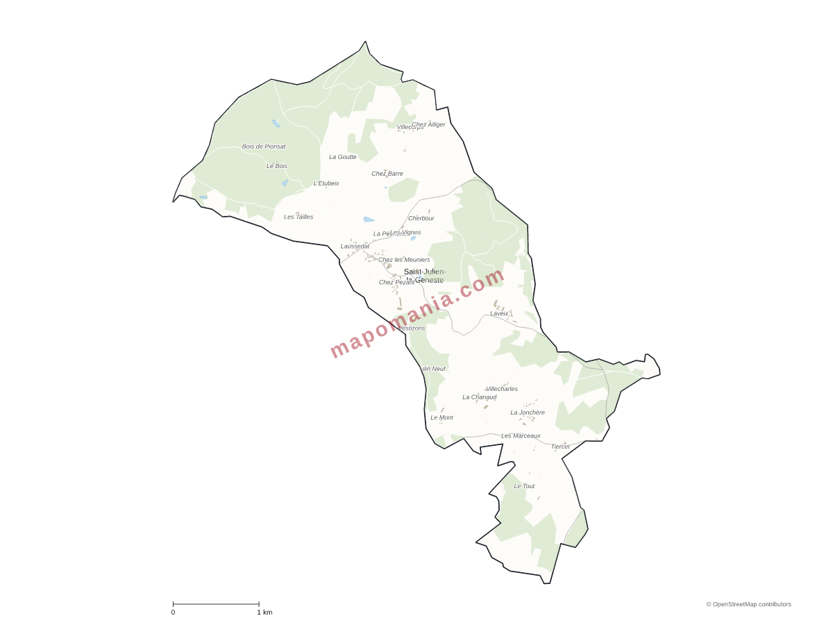 Carte de Saint-Julien-la-Geneste à personnaliser