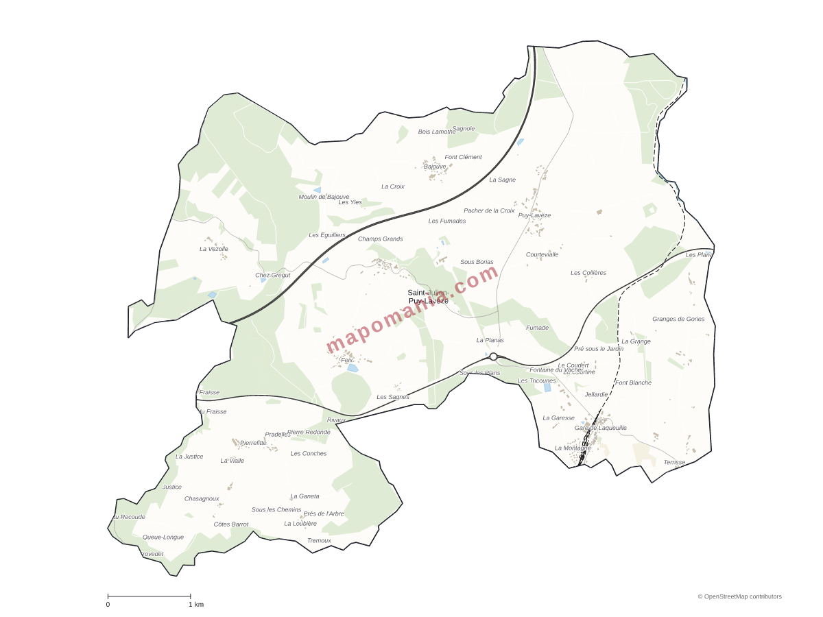 Carte de Saint-Julien-Puy-Lavèze à personnaliser